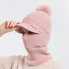 Visiere Scaldacollo semplice Pom-Pom in pelliccia Mantieni caldo Cappello lavorato a maglia in un unico pezzo che non sbiadisce con avvolgente