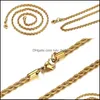 Chains Bk 18K Gold Plated For Women Men M Twisted Rope Choker Necklaces Jewelry Size 18 20 22 24 30 Inches 289 G2 Drop Delivery Penda Dhbj9