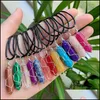 Искусство и ремесла Sier Gold Color Reiki Healing Natural Stane Pend Wire Wrap Hexagonal Amethysts Quartz Opal Pink Crystal Chacra pe dhk1u