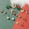 スタッドイヤリング8ペア/セット女性のためのかわいいクリスマスジュエリーエルクスノーツリーメタルアクセサリー