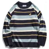 Maglioni da uomo Vintage a righe Uomo Donna Maglioni lavorati a maglia abbinati a colori Coppie Autunno Inverno Hip Hop Pullover allentato casual Pull Homme