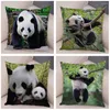 Pillow Lovely Panda Printed Cover For Sofa Home Car Decor Cute Wild Animal Pillowcase Soft Short Plush Case 45 45cm