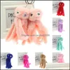 Key Rings Cute Animal Fluffy Pompom Octopus Plush Doll Keychain Women Bag Pendant For Kids Toys Fashion Accessories Gift Drop Delive Dhrcw