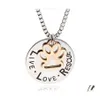 Pendant Necklaces Cute Live Love Rescue Lettering Necklace Animal Cat Dog Paw Print Personalized For Women Men S Fashion Jewelry Dro Otlqo