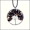 Hangende kettingen 7 chakra boom des leven genezing natuurlijk kristallen grindsteen charme lederen was touw ketting voor vrouwen mode sieraden otmgd