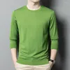 メンズセーターテキスタイルピュアウールセーターメンズ2023薄い丸い首の長い底部のボトムシャツ