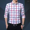 Мужские повседневные рубашки Quality Good Men Spring Frush Slim Fit клетчатая клетчатка с длинным рукавом.