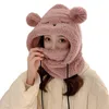 Berets uroczy niedźwiedź nausznik pluszowy kapelusz, aby zachować ciepło lei feng czapki jesień i zimowa maska ​​twarzy śliniana jednoczęściowa czapka hurtowa