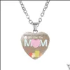 Colares pendentes Love You Mom Colar Glass Heart Shape Pingents Ever Fashion Jewelry Gift Drop Drop Ship Entrega OTP1K