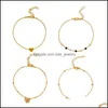 Enklets boho vlinder Anklet voor vrouwen gouden mtilayer kristallen enkel enkelband voet ketting been strand accessoires sieraden 4 stks/set druppel d otao5