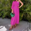 Vestidos casuais mulheres moda moda sólida um vestido longo longa