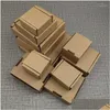 Presentförpackning 5st 15Size Small Kraft Paper Corrugated Box Thicked Postal Brown Packaging Smycken Gift1 Drop Delivery Home Garden Fest DH1ZS