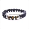 Beaded 8Colors Natural Black Lava Stone Turquoise Beads Bracelet Essential Oil Per Diffuser For Women Men Drop Delivery Jewelry Brace Ot9Iz
