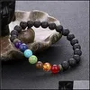 Charmarmband 8mm lava rock 7 chakra armband aromaterapi eterisk olja diffusor armband elastiska naturstenp￤rlor q51fz drop de dhqri