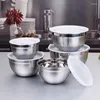 Bowls Stainless Steel Salad Mixing Bowl With Lid Egg Beater Tableware Dough Basin Fruit Vegetable Container Kitchen Utensils