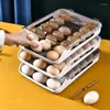 Storage Boxes Automatic Rolling Egg Box Kitchen Items Refrigerator Organizer Household Transparent Drawer Tray Space Saver