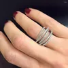 Bröllopsringar Huitan Trendy Multi-Layer Women Paled White CZ Fashion Luxury Bridal Engagement Accessories Wholesale Bulk