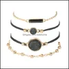 Braccialetti con ciondoli Personalità Bussola Bracciale esagonale nero Amore Ciondolo con perline Braccialetto Gioielli Boemia Coppie Set Moda K79Fa Drop Dhtyi