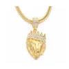 Pendant Necklaces Mens Iced Out Lion Head Necklace Bling Crystal Animal Gold Long Chains For Women Hip Hop Jewelry Drop Delivery Pend Otdsm