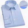 Men's Dress Shirts Plus Size Men Striped Fashion Long Sleeve Non-iron Formal Business Work Social Smart Casual Shirt For Man