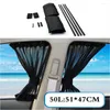 Stretchable Plastic Rail Car Side Window Sunshade Curtain Auto Sun Visor With Elastic Cord - Black/Beige/Gray