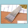 Chopsticks 1000Pair Paslanmaz Çelik Uzunluk Beyaz Çin Geleneksel Çiçekler Desen Sofra Mutfak Sn2510 Damla Teslimat Ev Gar Dhlhc