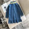 Girl Dresses Girls Denim Dress 2023 Autumn Kid Clothes Baby Korean Long Sleeve Ruffles Princess Fashion Cute Children Clothing