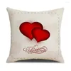 Cuscino Regali di San Valentino Decorazioni per la camera da letto Copertura 18x18 pollici Federa stampata a cuore rosso in lino stile moderno semplice