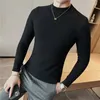 Men's Sweaters Winter Mock Neck Pullover Korean Knitted Sweater Men 2023 Fashion Slim Fit Striped Luxury Long Sleeve Pull Jumper