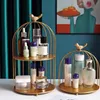 Storage Boxes Nordic Metallic Bars Make Up Bird Cage Jewelry Holder Cosmetics Display Cupcake Stand For Dresser Girl Necklace Earring