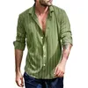 Men's Casual Shirts Fashion Men Long Sleeve Striped Printed Turn-down Collar Button Hawaiian Breathable Shirt Blouse Camisa Masculina