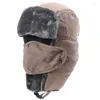 Bérets Protection du visage Froid Pilote Trappeur Trooper Chapeau Soviétique Militaire Hiver Garder Au Chaud Bomber Chapeaux Ushanka