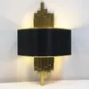 Wall Lamps Postmodern Living Room Led Lamp E14 Black Shade Gold Metal Pipe Bedroom Bedside Light Corridor Stair Sconce