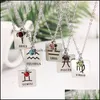 Collane con ciondolo Collana Birthstone Donna 12 costellazioni zodiacali Acciaio inossidabile Dog Tag Sier Chain For Men S Birthday Fashion J Otn72