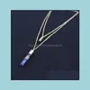 Pendant Necklaces Blue Pink Quartz Double Layer Mtilayer Necklace Cylinder Natural Stone Gold Plated Sweater Long For Women Jewelry Otvtp