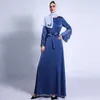 Abbigliamento etnico Abito lungo da donna musulmana Hijab O Collo Lunghezza intera Coda di pesce opaca Maniche a tre strati Perline luminose Medio Oriente Dubai Abaya