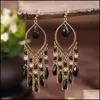 Cuelga la lámpara clásica de la vendimia para mujer Corf Crystal Beads Pendientes largos de la borla Joyería de moda Bohemia Pendiente de boda Perchas 4 Dh7De