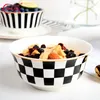 Tigelas tigela preta e branca tigela de cerâmica vintage servindo decorativo ramenbowl macarrão macarrão arroz tapas pequenas pratos de pratos