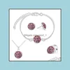 Arts et artisanat mode Druzy Drusy Boucles de boucles Collier Bracelet 12 mm en pierre Earrings Ring Jewelry Set Drop Livrot Home Garden Dhptg