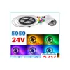 شرائح LED 24 فولت أضواء شريطية مرنة 60leds/M 5M 300leds SMD 5050 RGB ROPE 5M/بكرة مقاومة للماء الإضاءة الإضاءة عطلة OT5XV