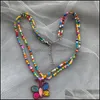 Anhänger Halsketten Bohemian Mtilayer Colorf Perlen Kette Cartoon Regenbogen Blume Halskette Für Frauen Elegante Schmuck Zubehör C3 Drop Dhlz8