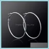 Hoop Huggie 27Cm Big Hie Earrings Simple Sier Round Circle Ear Rings For Women Ladies Fashion Jewelry Gift Drop Delivery Otkpd