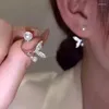 Studörhängen fisktail imitation pärla blomma för kvinnor mode elegant strass dingle örhänge smycken pendientes mujer