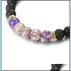 Beaded Strands Fashion Lava Rock Bracelets For Mens Women Natural Emperor Stone Essential Oil Diffuser Beads Bangle Handmade Diy Je Otd3B