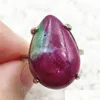 Cluster Anneaux Véritable Rubis Naturel Zoisite Rouge Vert Anneau Réglable 22X15Mm Rare 925 Sterling Sier Goutte D'eau Livraison Bijoux Dhepa