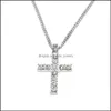 Pendant Necklaces Mens Iced Out Cross For Women Hip Hop Bling Crystal Crucifix Gold Sier Chains Rapper Hiphop Jewelry Gift Drop Deli Ot46D