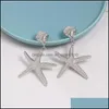 Dangle Chandelier Fashion 2021 Big Sightated Shiny Star Drop أقراط للنساء Summer Sea Starfish Metal Dite Gift 140c3 D Dhhtz