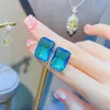 Серьги -грибы Foydjew Fine Jewelry, инкрустированные моделируемыми топаз -синим квадратным цирконом.