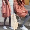 Gym Clothing Ladies Skateboard Sweatshirt Casual Long Sleeve Hoodies Autumn Hooded Loose Solid Color Fitness Pullover