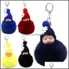 Nyckelringar 20 Styles S￶t Slee Baby Doll Fashion Fuzzball Pompom Keychains For Women Fluffy Car Pendant Keyring Jewelry Drop Delivery Dhnsp